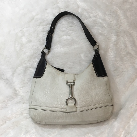 Coach Handbags - Coach Off-white & Black Leather Shoulder Bag